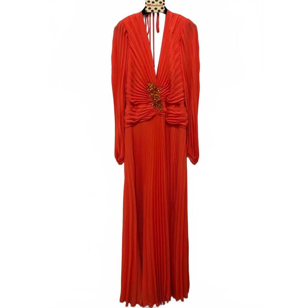 NEW FORSYTHIA women's polyester chiffon event dress in orange